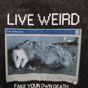 Live Weird Possum T Shirt Black Wash